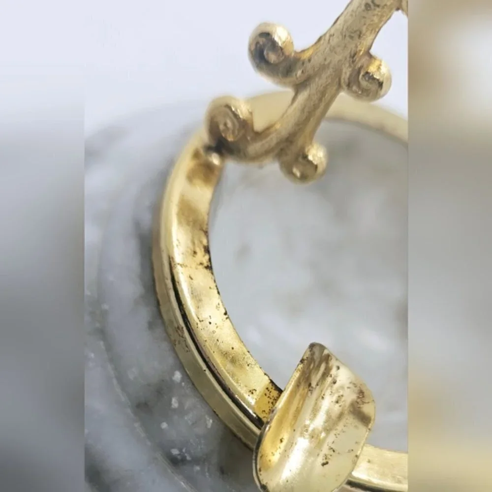 Vintage 70's Calacatta Marble with brass-colored metal decorative Ashtray